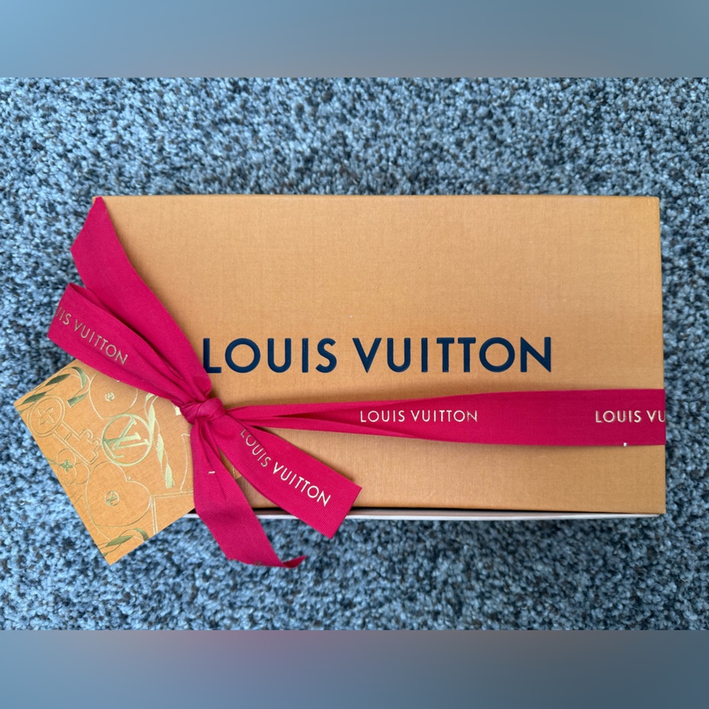 Louis Vuitton Empty Gift Box w/ Red Ribbon & Card Holder